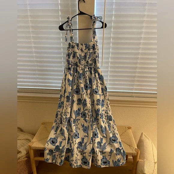 Women's Floral Print Tie Strap Square Neck Ruffle Boho Maxi Dress - Picture 4 of 7